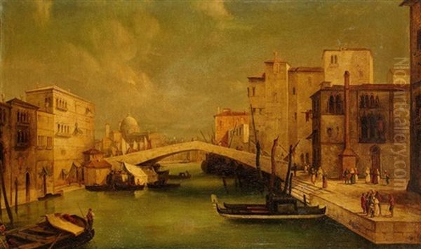 Vue D'un Canal A Venise Oil Painting by Michele Marieschi