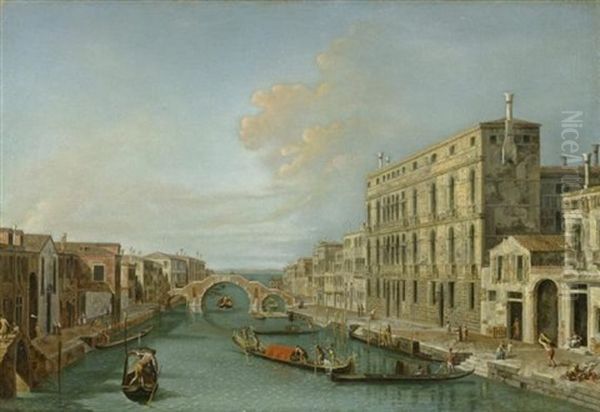 Blick Auf Den Palazzo Surian Bellotto Am Canale Di Cannaregio (marieschi And Workshop) Oil Painting by Michele Marieschi