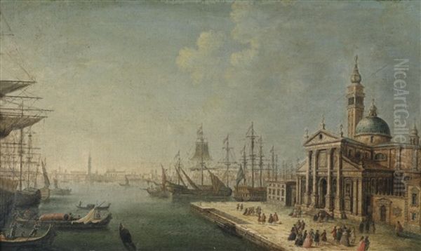 San Giorgio Maggiore In Venedig Mit Dem Dogenpalast Und Der Riva Degli Schiavoni In Der Ferne by Michele Marieschi