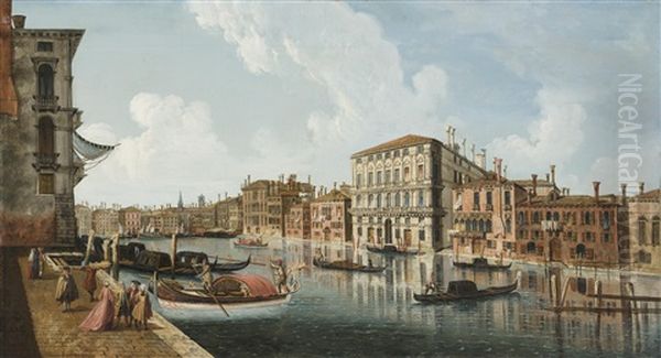 In Venedig, Blick Auf Den Canal Grande Beim Palazzo Corner Della Regina, Venedig Oil Painting by Michele Marieschi