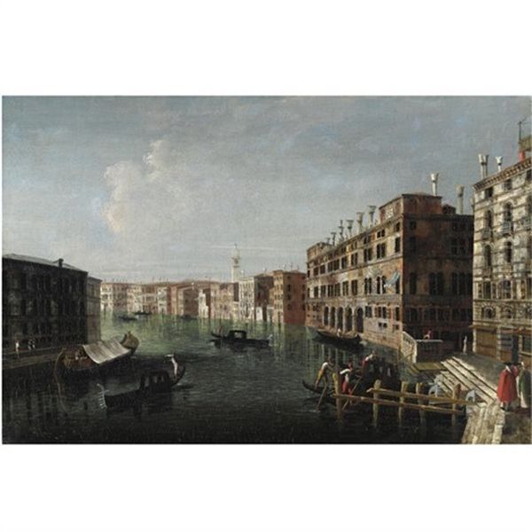 Veduta Del Canal Grande (+ Venezia, La Piazzetta Verso San Giorgio; Pair) Oil Painting by Michele Marieschi