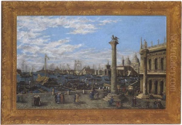 Blick Von Der Piazzetta Auf Das Markusbecken, Die Salutekirche Und Die Dogana In Venedig (vista Dalla Piazzetta Sul Bacino Di San Marco A Venezia) Oil Painting by Michele Marieschi