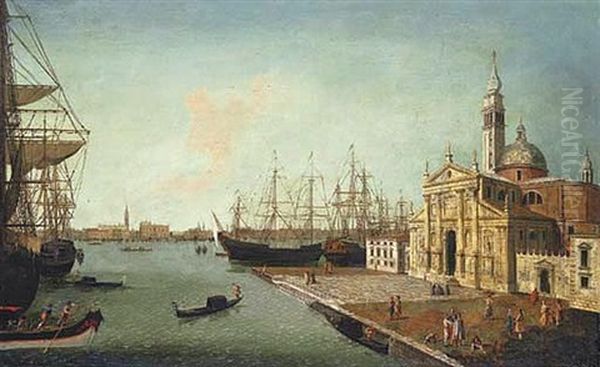 San Giorgio Maggiore, Venice, With The Doge's Palace And The Riva Degli Schiavoni In The Distance Oil Painting by Michele Marieschi