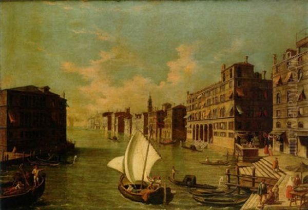 The Grand Canal, Venice, With The Fondaco Dei Tedeschi And The Palazzo Dei Camerlenghi Oil Painting by Michele Marieschi