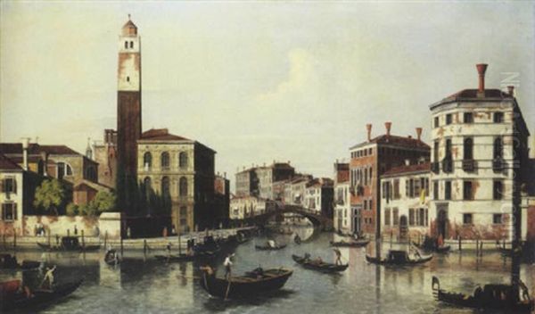 The Grand Canal, Venice, And The Entrance To The Cannaregio With The Church Of San Geremia Oil Painting by Michele Marieschi