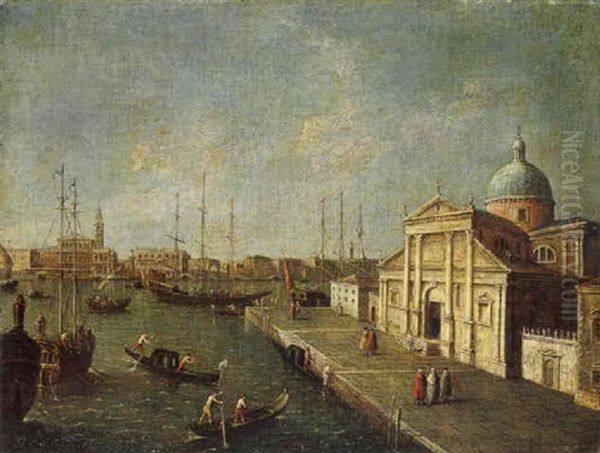 Venice, A View Of San Giorgio Maggiore With The Bacino Beyond And The Riva Degli Schiavoni In The Distance, Looking North Oil Painting by Michele Marieschi