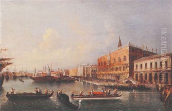 The Doge's Palace, Venice And The Riva Degli Schiavoni Oil Painting by Michele Marieschi