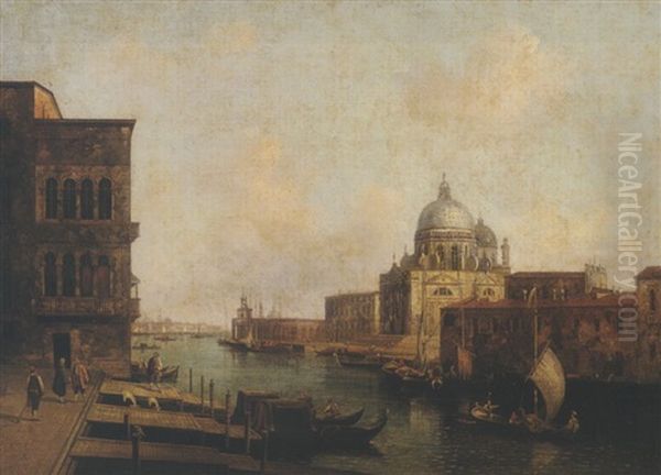 Venice, The Grand Canal Looking Towards The Church Of Santa Maria Della Salute And The Dogana, From The Campo Santa Maria Zobenigo Oil Painting by Michele Marieschi