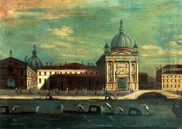 Venice - An Imaginary View Of A Canal With A Church Oil Painting by Michele Marieschi