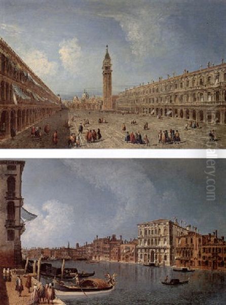 Venice, A View Of The Piazza San Marco Looking East Towards The Basilica Di San Marco And The Campanile Oil Painting by Michele Marieschi