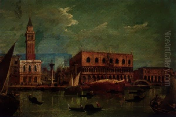 The Bacino Di San Marco, Venice, Looking Towards The Piazzetta And The Doge`s Palace Oil Painting by Michele Marieschi