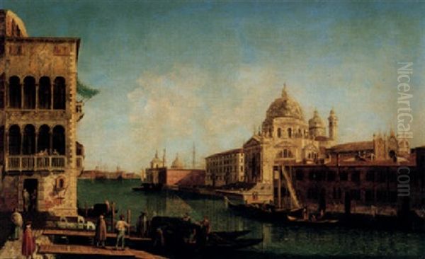 Venice, A View Of The Grand Canal From The Campo Santa Maria Zobenigo With The Dogana And The Church Of Santa Maria Della Salute Oil Painting by Michele Marieschi