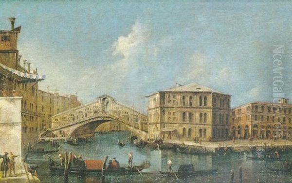 Vue Du Grand Canal Vers Le Pont Du Rialto Oil Painting by Michele Marieschi