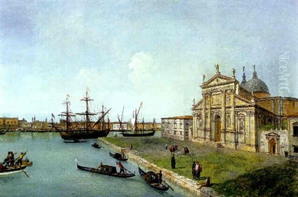 View Of San Giorgio Maggiore, Venice, The Palazzo Ducale In The Distance Oil Painting by Michele Marieschi