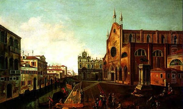 A View Of The Campo Ss. Giovanni E Paolo, Venice Oil Painting by Michele Marieschi