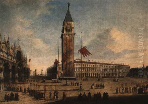 Venice, The Piazza San Marco With A Procession Oil Painting by Michele Marieschi