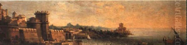 A Capriccio Of A Coastal Landscape Oil Painting by Michele Marieschi