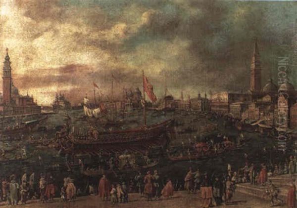 Venedig Vom Standpunkt Am Ende Der Riva Degli Schiavoni Aus Gesehen Oil Painting by Michele Marieschi