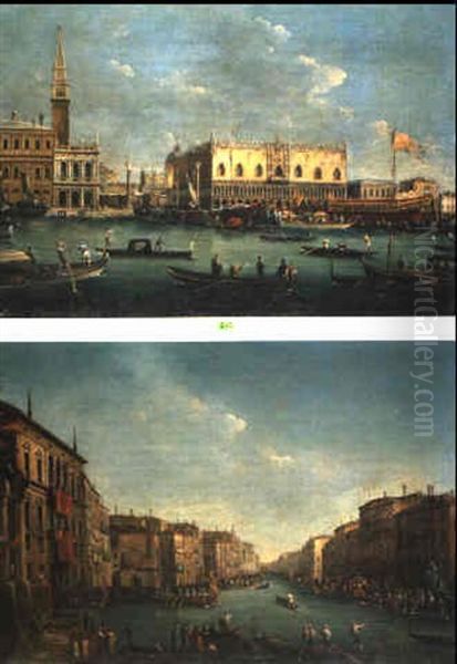 The Doge's Palace & The Grand Canal, Venice Oil Painting by Michele Marieschi