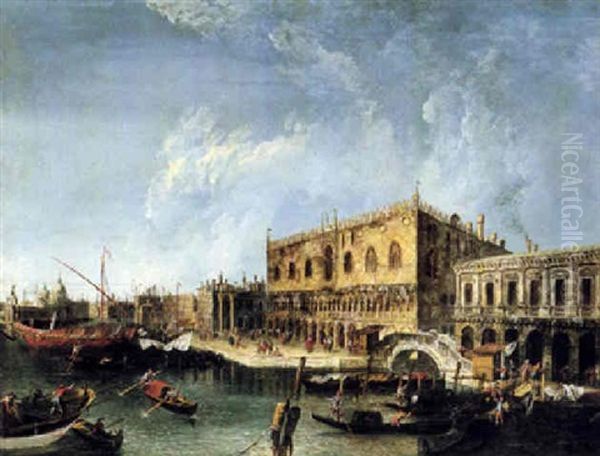 A View Of The Doge's Palace, Venice And The Bacino Di S.    Marco Oil Painting by Michele Marieschi