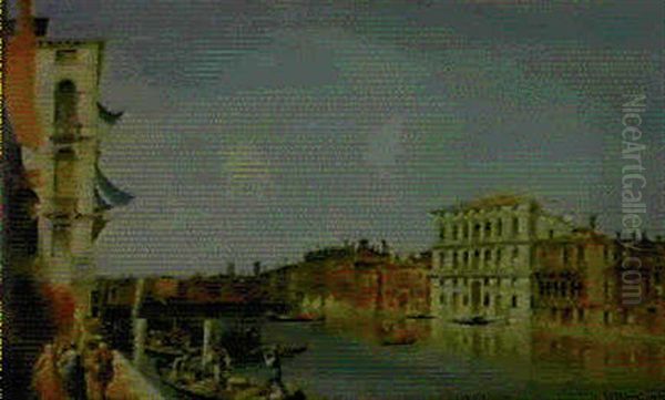 Veduta Del Canal Grande Col Palazzo Corner Della Regina A   Destra Oil Painting by Michele Marieschi