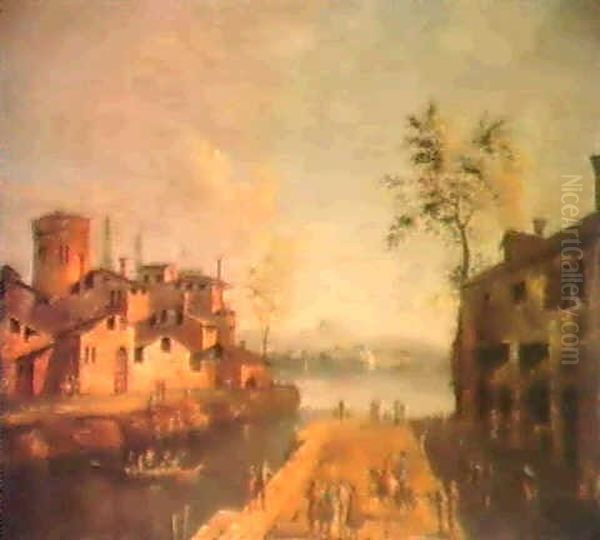 Un Village Avec Son Quai Au Bord De L'adriatique Oil Painting by Michele Marieschi