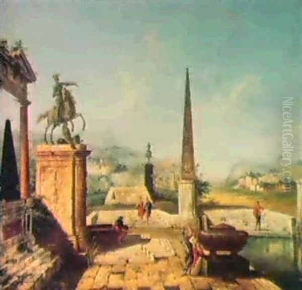 Capriccio Con Ruderi E Obelis-co Oil Painting by Michele Marieschi