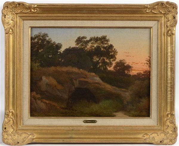 Berger Au Crepuscule Oil Painting by Prosper Georges Antoine Marilhat