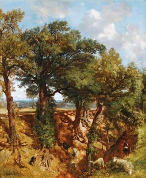 Les Grands Chenes Pres Du Ravin Oil Painting by Prosper Georges Antoine Marilhat