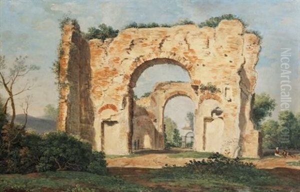 Ruines Aux Environs De Rome Oil Painting by Prosper Georges Antoine Marilhat