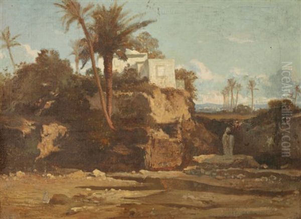 L'oasis Oil Painting by Prosper Georges Antoine Marilhat