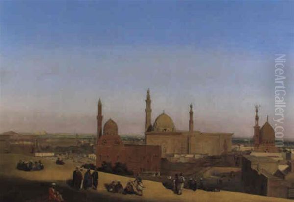 An Extensive View Of Cairo With The Mosque Of Sultan Hassan Beyond Oil Painting by Prosper Georges Antoine Marilhat