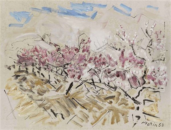 Peach Trees In Blossom, Saddle River District, New Jersey No. 1 Oil Painting by John Marin