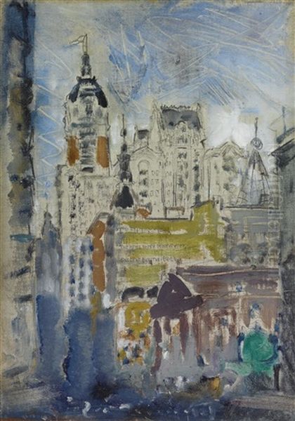 Downtown New York (singer Building) Oil Painting by John Marin