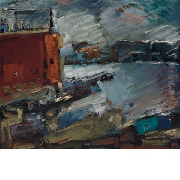 Weehawken Grain Elevators Oil Painting by John Marin