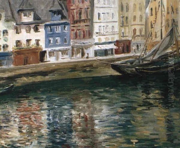 Barques A Quai Et Vieilles Maisons Oil Painting by John Marin