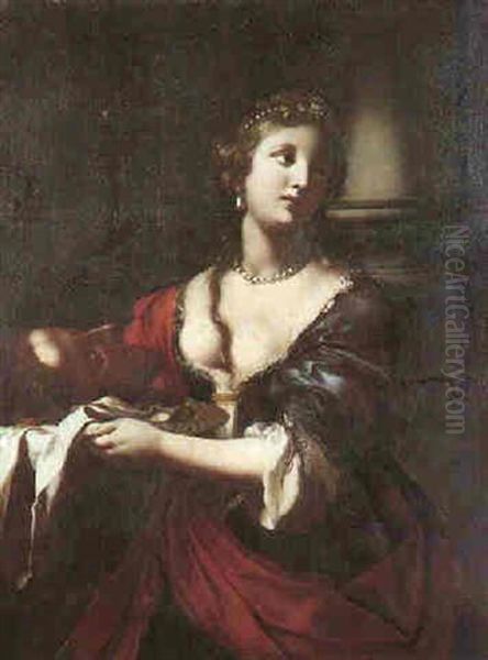 Salome Carrying The Head Of St. John The Baptist On A Salver Oil Painting by Onorio Marinari