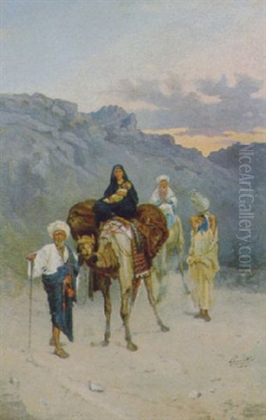 Famiglia Araba Nel Paesaggio Oil Painting by Vincenzo Marinelli