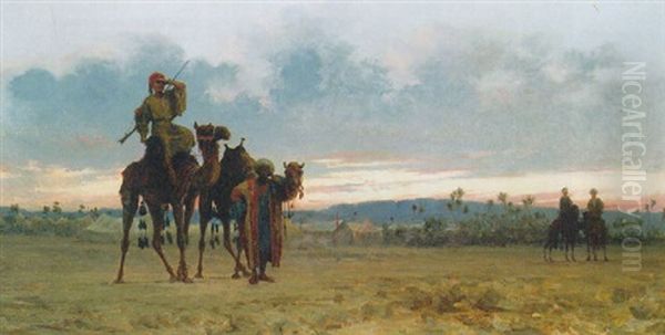 An Arab Caravan Oil Painting by Vincenzo Marinelli