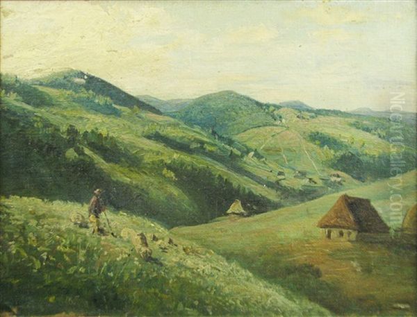 Hill Landscape Oil Painting by Ion Marinescu-Valsan