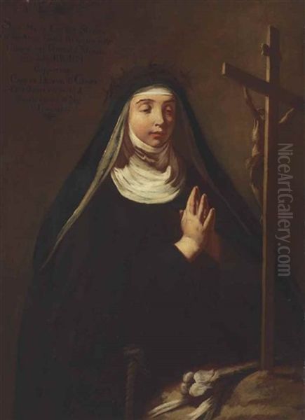 Portrait Of Sister Maria Candida Serafica At Prayer Oil Painting by Antonio Marinetti (il Chiozzotta)