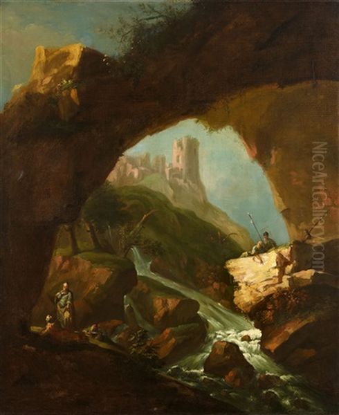 Felslandschaft Mit Philosophen Und Soldaten Oil Painting by Antonio Maria Marini