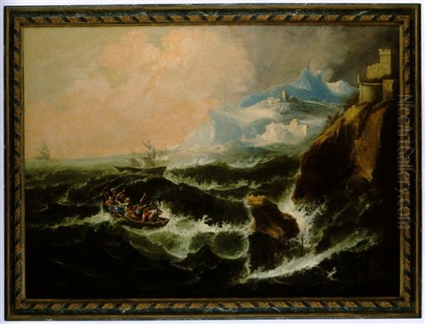 Burrasca Di Mare Oil Painting by Antonio Maria Marini