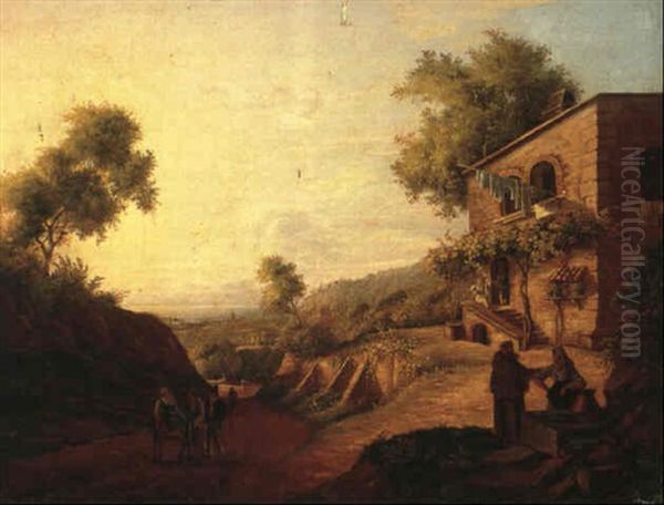 Italianate Landscapes Oil Painting by Antonio Maria Marini