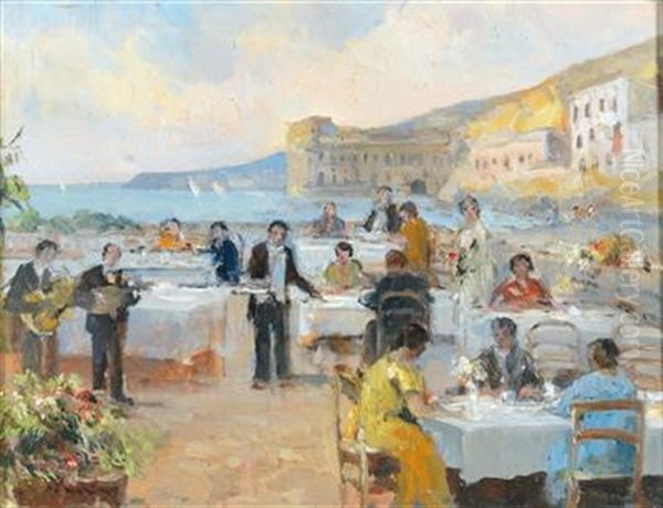 Lunch In Posillippo, Naples Oil Painting by Francesco di Marino