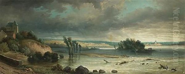 A Flooded River by Ferdinand Joseph Bernard Marinus