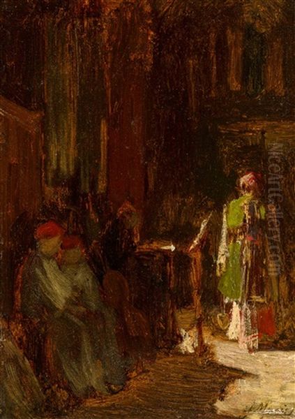 Oriental Figures At A Gate Oil Painting by Jacob Henricus Maris