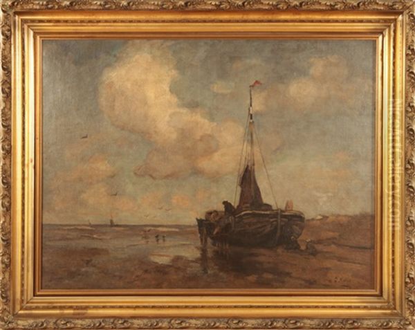 Unloading The Catch Oil Painting by Jacob Henricus Maris