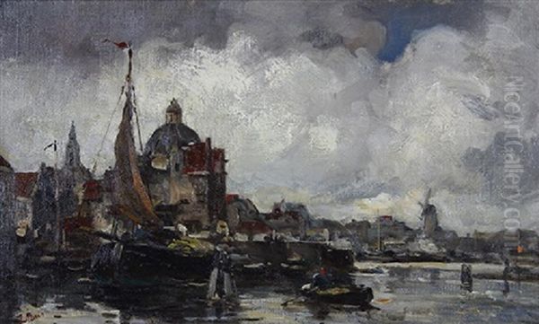 Harbor Of Delft, Holland Oil Painting by Jacob Henricus Maris