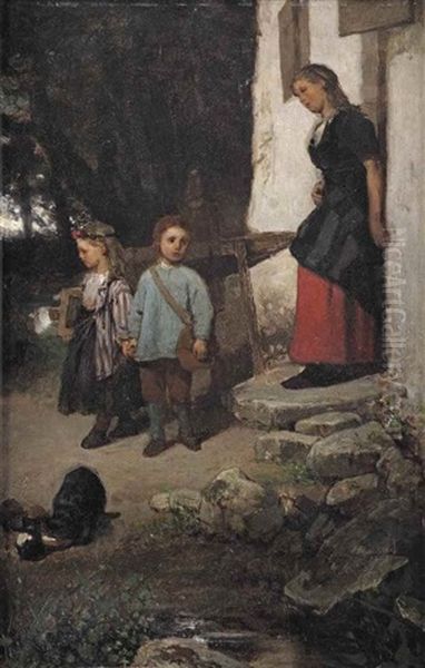 Off To School Oil Painting by Jacob Henricus Maris